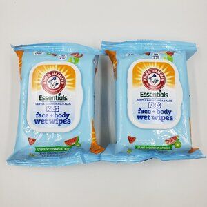 Arm&Hammer Essentials Kids Face&Body Wet Wipes Watermelon Kiwi 30 Ct - Lot of 2*